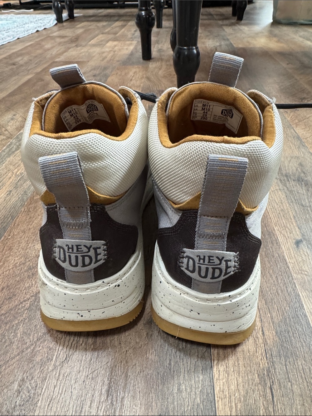Hey Dude Men's Light Gray Sneakers with Mustard Lining - Picture 5 of 9